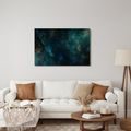 TABLEAU SUR TOILE – GALAXIE TURQUOISE AUX REFLETS DORÉS - IMAGES DE GALAXIE - TABLEAUX