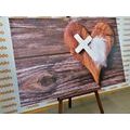 CANVAS PRINT CROSS ON A WOODEN BACKGROUND - PICTURES OF ANGELS - PICTURES