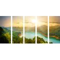 5-PIECE CANVAS PRINT RIVER BY THE GREEN FOREST - PICTURES OF NATURE AND LANDSCAPE - PICTURES