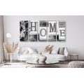 5-PIECE CANVAS PRINT LETTERS HOME IN BLACK AND WHITE - BLACK AND WHITE PICTURES - PICTURES