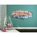 5-PIECE CANVAS PRINT WATERCOLOR BLOOMING TREES - PICTURES OF NATURE AND LANDSCAPE - PICTURES