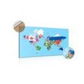 DECORATIVE PINBOARD WORLD MAP WITH FLAGS - PICTURES ON CORK - PICTURES