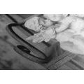 CANVAS PRINT STATUES OF ANGELS ON A BENCH IN BLACK AND WHITE - BLACK AND WHITE PICTURES - PICTURES