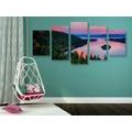 5-PIECE CANVAS PRINT LAKE AT SUNSET - PICTURES OF NATURE AND LANDSCAPE - PICTURES