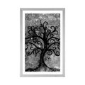 AFFICHE AVEC MONTURE ARBRE DE VIE EN NOIR ET BLANC - NOIR ET BLANC - AFFICHES