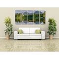 IMPRESSION SUR TOILE EN 5 PARTIES BEAU PANORAMA DE MONTAGNES AU BORD DU LAC - IMPRESSION SUR TOILE DE NATURE ET PAYSAGE - IMPRESSION SUR TOILE