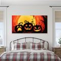 WANDBILD UNHEIMLICHE KÜRBISSE UNTER DEM MOND - HALLOWEEN- UND HORROR-BILDER - BILDER