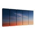 TABLEAU EN 5 PARTIES – CIEL DU SOIR EN COULEURS - TABLEAUX LEVER ET COUCHER DE SOLEIL - TABLEAUX