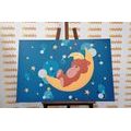 CANVAS PRINT TEDDY BEAR ON THE MOON - CHILDRENS PICTURES - PICTURES