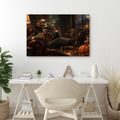 QUADRO SU TELA – SCHELETRO CON SIGARO E WHISKY - QUADRI HALLOWEEN E HORROR - STAMPE E QUADRI