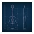 WANDBILD BLAUER GITARRENPLAN - MUSIKBILDER - BILDER