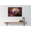 CANVAS PRINT STILL LIFE WITH AUTUMN CHRYSANTHEMUMS - PICTURES FLOWERS - PICTURES