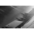 CANVAS PRINT FAIRY-TALE WINTER LANDSCAPE IN BLACK AND WHITE - BLACK AND WHITE PICTURES - PICTURES