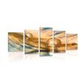 5-PIECE CANVAS PRINT DROP OF WATER ON A GOLD FEATHER - STILL LIFE PICTURES{% if product.category.pathNames[0] != product.category.name %} - PICTURES{% endif %}
