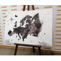 DECORATIVE PINBOARD RETRO MAP OF EUROPE IN BLACK AND WHITE - PICTURES ON CORK - PICTURES