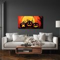 WANDBILD UNHEIMLICHE KÜRBISSE UNTER DEM MOND - HALLOWEEN- UND HORROR-BILDER - BILDER