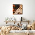 QUADRO SU TELA – CAGNOLINO DI HALLOWEEN SOTTO IL LENZUOLO - QUADRI HALLOWEEN E HORROR - STAMPE E QUADRI