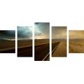 5-PIECE CANVAS PRINT ROAD IN THE MIDDLE OF THE DESERT - PICTURES OF NATURE AND LANDSCAPE - PICTURES