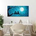 WANDBILD NÄCHTLICHE KATZEN IN BLAU - HALLOWEEN- UND HORROR-BILDER - BILDER