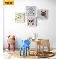 CANVAS PRINT SET ANIMALS IN CHILDREN'S DESIGN - SET OF PICTURES - PICTURES