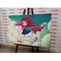 CANVAS PRINT LITTLE GIRL WITH A UNICORN - CHILDRENS PICTURES - PICTURES