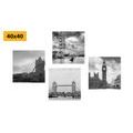 CANVAS PRINT SET MYSTERIOUS LONDON IN BLACK AND WHITE - SET OF PICTURES - PICTURES