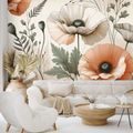 SAMOLEPÍCÍ TAPETA PASTELOVÉ MAKOVÉ KVĚTY - WALLPAPERS POPPIES - WALLPAPERS