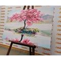 CANVAS PRINT ORIENTAL CHERRY IN PINK DESIGN - PICTURES OF NATURE AND LANDSCAPE - PICTURES