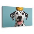 WANDBILD DALMATINER MIT ANANAS AUF DEM KOPF - BILDER VON HUNDEN - BILDER