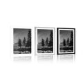 POSTER WITH MOUNT MOUNTAIN LAKE IN BLACK AND WHITE - BLACK AND WHITE - POSTERS