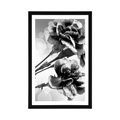 POSTER WITH MOUNT CARNATION FLOWER IN BLACK AND WHITE - BLACK AND WHITE - POSTERS