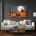 QUADRO SU TELA – STREGA SOTTO LA LUNA PIENA - QUADRI HALLOWEEN E HORROR - STAMPE E QUADRI