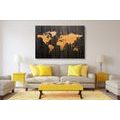 CANVAS PRINT ORANGE MAP ON WOOD - PICTURES OF MAPS - PICTURES