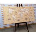 DECORATIVE PINBOARD WORLD MAP WITH BOATS - PICTURES ON CORK - PICTURES