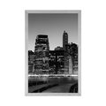 POSTER NEW YORK CITY AT NIGHT IN BLACK AND WHITE - BLACK AND WHITE - POSTERS