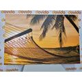 TABLEAU SUR TOILE – HAMAC SUR LA PLAGE - TABLEAUX DE LA NATURE ET DES PAYSAGES - TABLEAUX