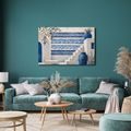 TABLEAU SUR TOILE – ESCALIER GREC EN ÉLÉGANCE BLEU ET BLANC - TABLEAUX DE LA VILLE - TABLEAUX