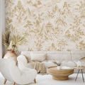 TAPETA BÉŽOVO ZLATÁ ORIENTÁLNÍ KRAJINA S PAGODAMI - TAPETY FENG SHUI - TAPETY