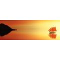 CANVAS PRINT ORANGE SAILBOAT - PICTURES OF NATURE AND LANDSCAPE - PICTURES