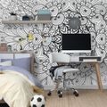 SELF ADHESIVE WALLPAPER ETHNIC MANDALA IN BLACK AND WHITE - SELF-ADHESIVE WALLPAPERS - WALLPAPERS