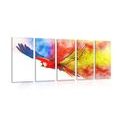 5-PIECE CANVAS PRINT PARROT FLIGHT - PICTURES OF ANIMALS - PICTURES