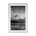 POSTER WITH MOUNT REFLECTION OF A MOUNTAIN LAKE IN BLACK AND WHITE - BLACK AND WHITE - POSTERS