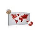 DECORATIVE PINBOARD WORLD MAP IN VECTOR GRAPHIC DESIGN IN A RED COLOR - PICTURES ON CORK{% if product.category.pathNames[0] != product.category.name %} - PICTURES{% endif %}