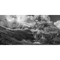 CANVAS PRINT MAJESTIC MOUNTAIN LANDSCAPE IN BLACK AND WHITE - BLACK AND WHITE PICTURES - PICTURES