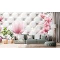 WALLPAPER MAGNOLIA WITH LEATHER IMITATION - WALLPAPERS WITH IMITATION OF LEATHER - WALLPAPERS