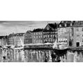 CANVAS PRINT OIL PAINTING OF VENICE IN BLACK AND WHITE - BLACK AND WHITE PICTURES - PICTURES