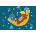 CANVAS PRINT TEDDY BEAR ON THE MOON - CHILDRENS PICTURES - PICTURES