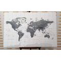 DECORATIVE PINBOARD BEAUTIFUL WORLD MAP IN BLACK AND WHITE - PICTURES ON CORK - PICTURES