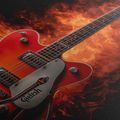 WANDBILD ELEKTRISCHE GITARRE IN FLAMMEN - MUSIKBILDER - BILDER