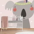 PAPIER PEINT KOALA AVEC UNE PLUME INDIENNE - PAPIER PEINT POUR ENFANTS - PAPIER PEINT